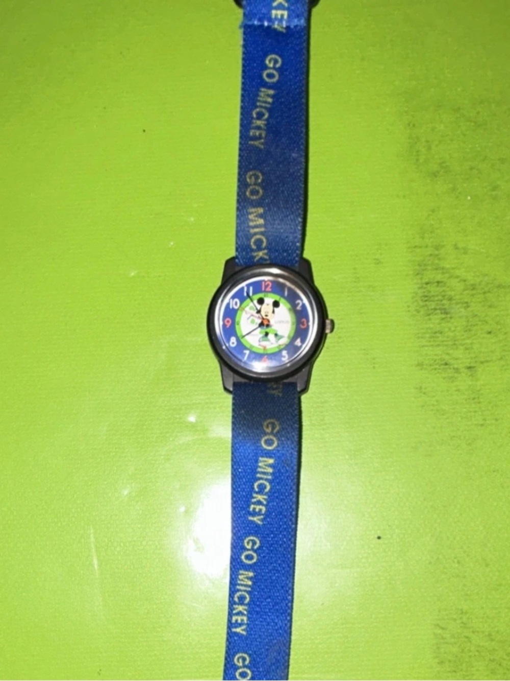 Disney Kids Analog Watch - Blue Strap with Green Dial